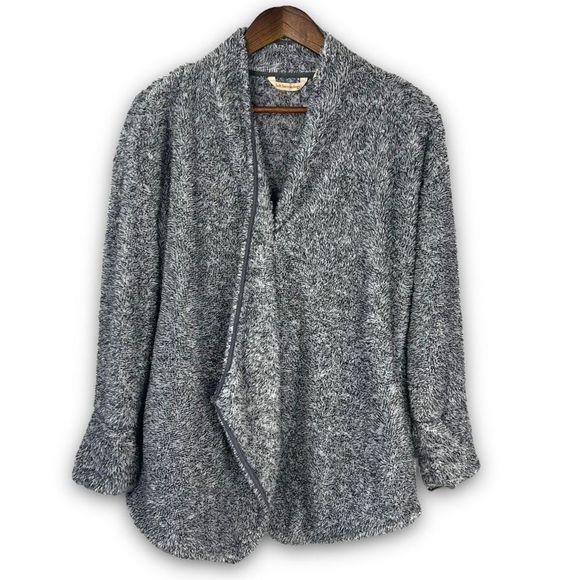 Soft Surroundings Women's Heathered Space Gray Cozy Up Teddy Cardigan Sz Medium - Picture 1 of 14